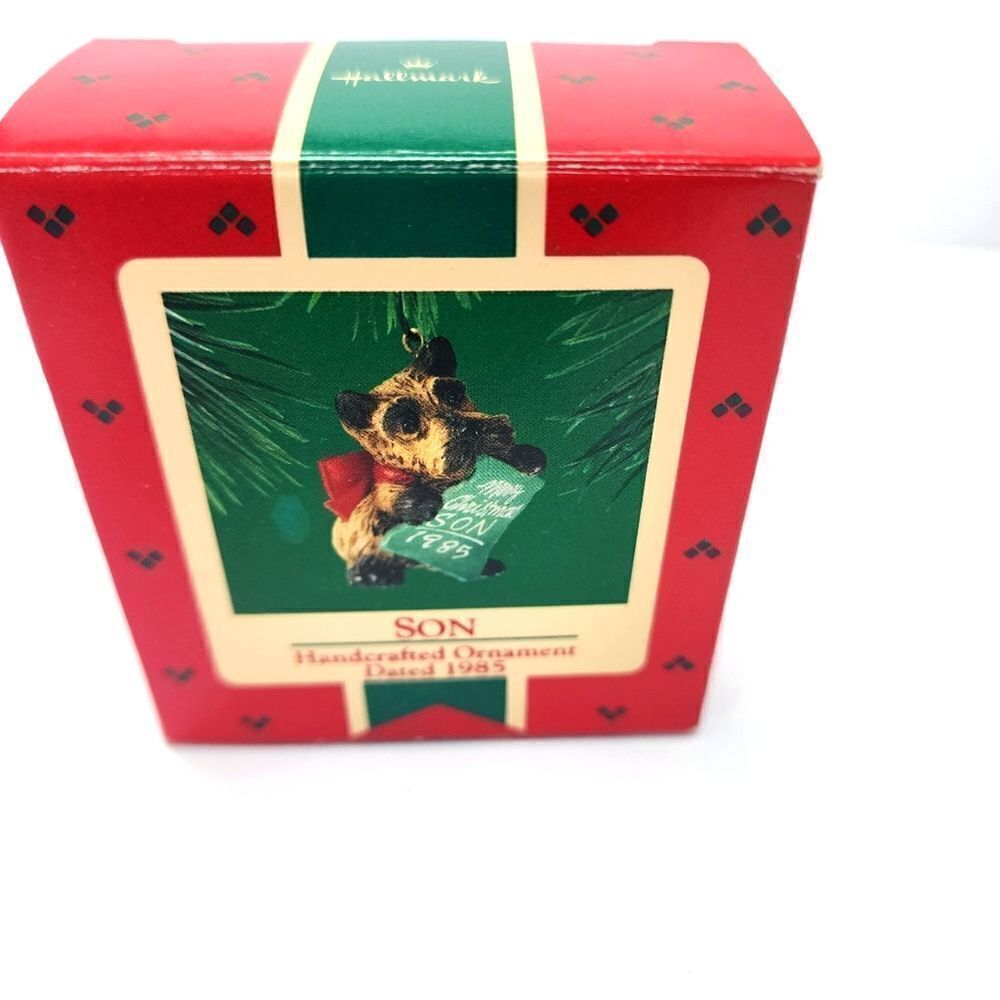 Vintage Hallmark Keepsake Christmas Ornament  " Son" Dated 1985 Dog
